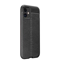Apple iPhone 12 MiNi Korumalı Deri Görünüm Siyah Silikon Kılıf
