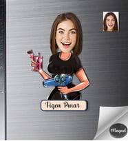 Kişiye Özel Kuaför Kadın Ahşap Magnet -1
