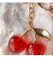 Charm Kiraz Anahtarlık – Gold Red Cherry Çanta Aksesuarı