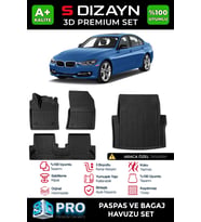 S-Dizayn Bmw 3 Serisi F30 3D Pro Havuzlu Paspas ve Bagaj Havuzu Seti (2'li SET) 2012-2019 A+ Kalite