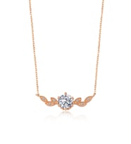 Defne Yaprağı Beyaz Taşlı 14K Rose / Altın veya Gümüş Kaplama Kadın Kolye (Rose)