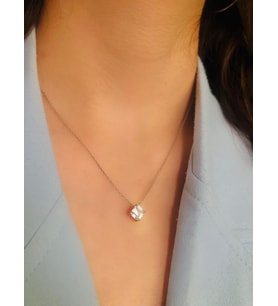 Swarovski taşlı kare tek taş model kadın gümüş kolye