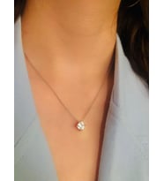 Swarovski taşlı kare tek taş model kadın gümüş kolye