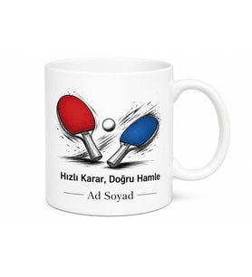 Masa Tenisi Ralli Çizimli Hızlı Kararlar Alan Pratik Zeka Kupa Bardak Hediye