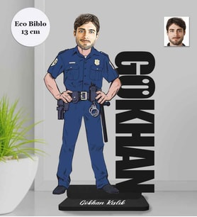Kişiye Özel İsimli Polis Erkek Ahşap Eco Biblo -1