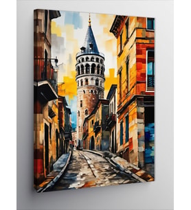Kanvas Tablo Yağlıboya Galata Kulesi