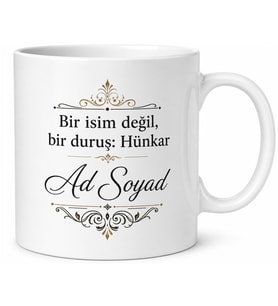 İsme Özel Hünkar Yazılı Kupa Bardak Kişiye Özel Baskılı Hediye