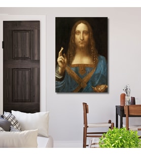 Tekli Dikey Kanvas Duvar Tablosu Leonardo Da Vinci Salvator Mundi