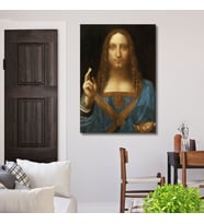 Tekli Dikey Kanvas Duvar Tablosu Leonardo Da Vinci Salvator Mundi