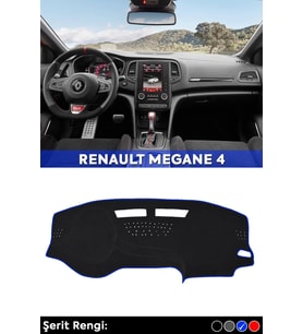 Renault Megane 4 3d Torpido Koruma Kılıfı-örtüsü - Ön Göğüs Kaplama - Mavi Şerit
