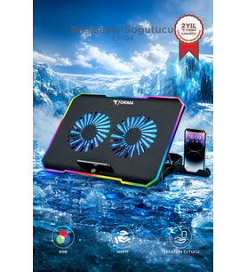 Torima Laptop Soğutucu Ayarlanabilir Rgb Dizüstü Bilgisayar Soğutma Fanı CF04 Siyah