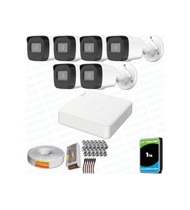 Provzen Hikvision 6 Kameralı Full HD Geniş Açı Güvenlik Kamerası 1TB Olay Anında bildirim