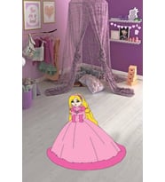 Pembe Kaymaz Taban Prensesli Lazer Kesim Çocuk Halısı KD091