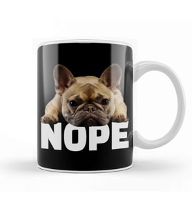 French Bulldog Nope 03 Kupa Bardak Porselen