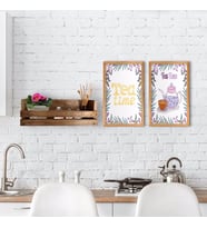 BK Home Dekoratif Doğal Ahşap Raf ve 2’li Mutfak Konseptli Ahşap Tablo-10 (Beyaz)