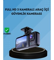360° Kapsama Sahip Full Hd Araç Kamerası 3 lü Kayıt Gece Görüşlü Dashcam