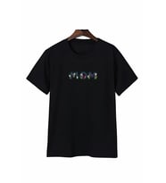 Anneler Günü Mom Çiçek Temalı Baskılı Oversize Bisiklet Yaka T-shirt - Siyah