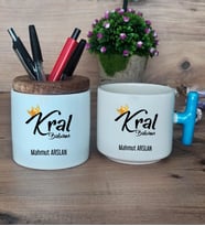 Kral Babam Hediye Sepeti Kupa Bardak T Kulplu, Kalemlik Hediyeleri Babaya Hediye Babalar Günü Hediyesi (Model 3)