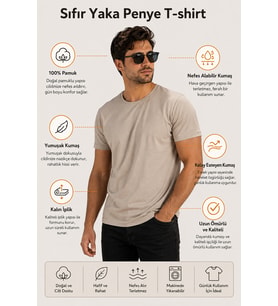 Basic Erkek Tişört %100 Pamuk Slim Fit Bisiklet Yaka – Rahat & Şık