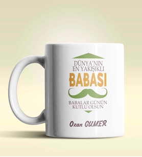 Kişiye Özel Dünya'nın En Yakışıklı Babası Tasarımlı Beyaz Kupa