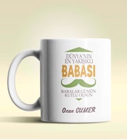 Kişiye Özel Dünya'nın En Yakışıklı Babası Tasarımlı Beyaz Kupa