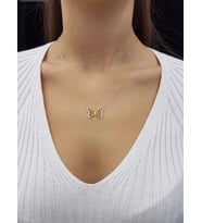 Kelebek 18K Altın Kaplama Kolye (Karışık)