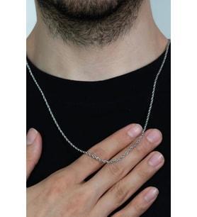 Burgu Halat Erkek Çelik Zincir Kolye 2.5 mm Gümüş Renk