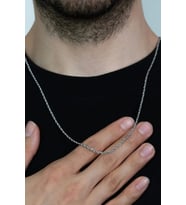 Burgu Halat Erkek Çelik Zincir Kolye 2.5 mm Gümüş Renk