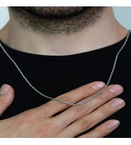 Burgu Halat Erkek Çelik Zincir Kolye 2.5 mm Gümüş Renk