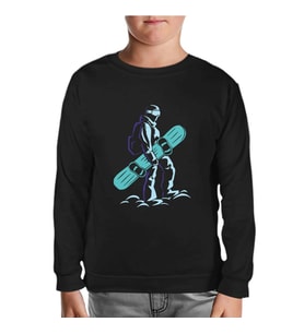 Man Holding Snowboard Siyah Çocuk Sweatshirt