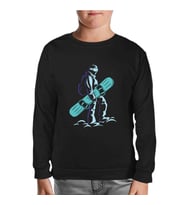 Man Holding Snowboard Siyah Çocuk Sweatshirt