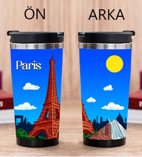 Paris Tasarımlı Fotoğraflı Termos