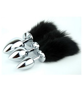 Pretty Love Gümüş Renk Metal Siyah Kuyruklu  Plug Tıkaç  Tıpa 7 cm
