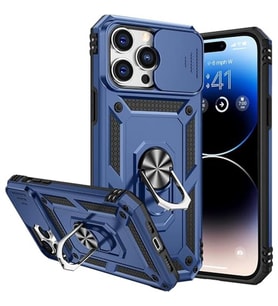 Coverzone iPhone 14 Pro ?le Uyumlu PhoenixShield S�rg�l� Sistem Kamera Korumal? Kapak Tam Koruma Manyetik Vega Kapak Lacivert