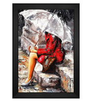 Kadın Motifli Kanvas Tablo 80 x 110 cm Siyah Çerçeve