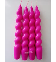 qosrix 4'lü Pembe Fuşya İtalyan Burgulu Şamdan Mumu Doğal Kokulu Uzun Çubuk Konik Burgu Mum Spiral Dekoratif