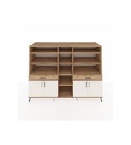 Kronos Dolap 12 Raflı 2 Çekmeceli 4 Kapaklı 220x59x163 Çam-Aytaşı/Çam