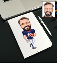 Kişiye Özel Amerikan Futbolu Tasarımlı Karikatürlü Beyaz Defter Kalem Seti 69