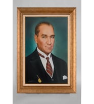 Altın Varaklı Paspartulu Çerçeveli Atatürk Tablo nt1173