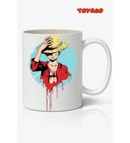 Hasır Şapkalı Luffy One Piece Temalı  Beyaz Kupa Bardak Sevgiliye Arkadaşa Hediye