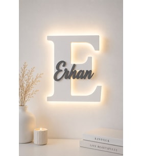 LED Işıklı Kişiye Özel Harf Dekoru Bebek & Çocuk Odası Duvar ve Kapı Süsü