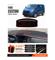 FORD TRANSİT CUSTOM (2016-2024) Uyumlu Torpido Örtüsü Torpido Kılıfı - Siyah Kırmızı