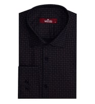 Kaz Ayağı Desenli Slim Fit Kahverengi Erkek Gömlek - Wessi