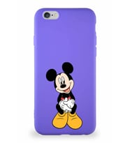 Apple iPhone 6S Soft Premier Kapak Mickey Mouse-A Tasarımlı Silikon Kılıf - Mor (Şeffaf)