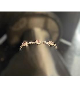 925 Ayar Gümüş, Pembe Taşlı Bileklik