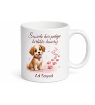 Sadık Aşkımız Köpek Ve Kalp Patileri Çizimli Romantik Hediye Kupa Bardak
