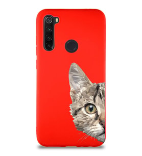 Xiaomi Redmi Note 8 Soft Premier Kapak Catface Tasarımlı Silikon Kılıf - Kırmızı (Şeffaf)