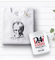 BK Gift Kişiye Özel Öğretmenler Günü Tasarımlı Kupa Bardak ve Atatürk Baskılı Tişört Hediye Seti- 2-13, Öğretmene Hediye, Öğretmenler Günü, 100. Yıl Hediyesi