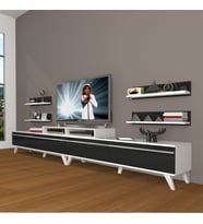 Decoraktiv Ekoflex 360R Mdf Retro Tv Ünitesi Tv Sehpası - Beyaz Siyah (Siyah - Beyaz)