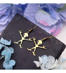 Minimal Uzaylı Küpe 925K Gümüş (Gold)